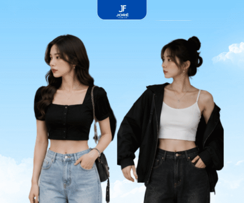 Áo croptop nữ phối với các mẫu quần