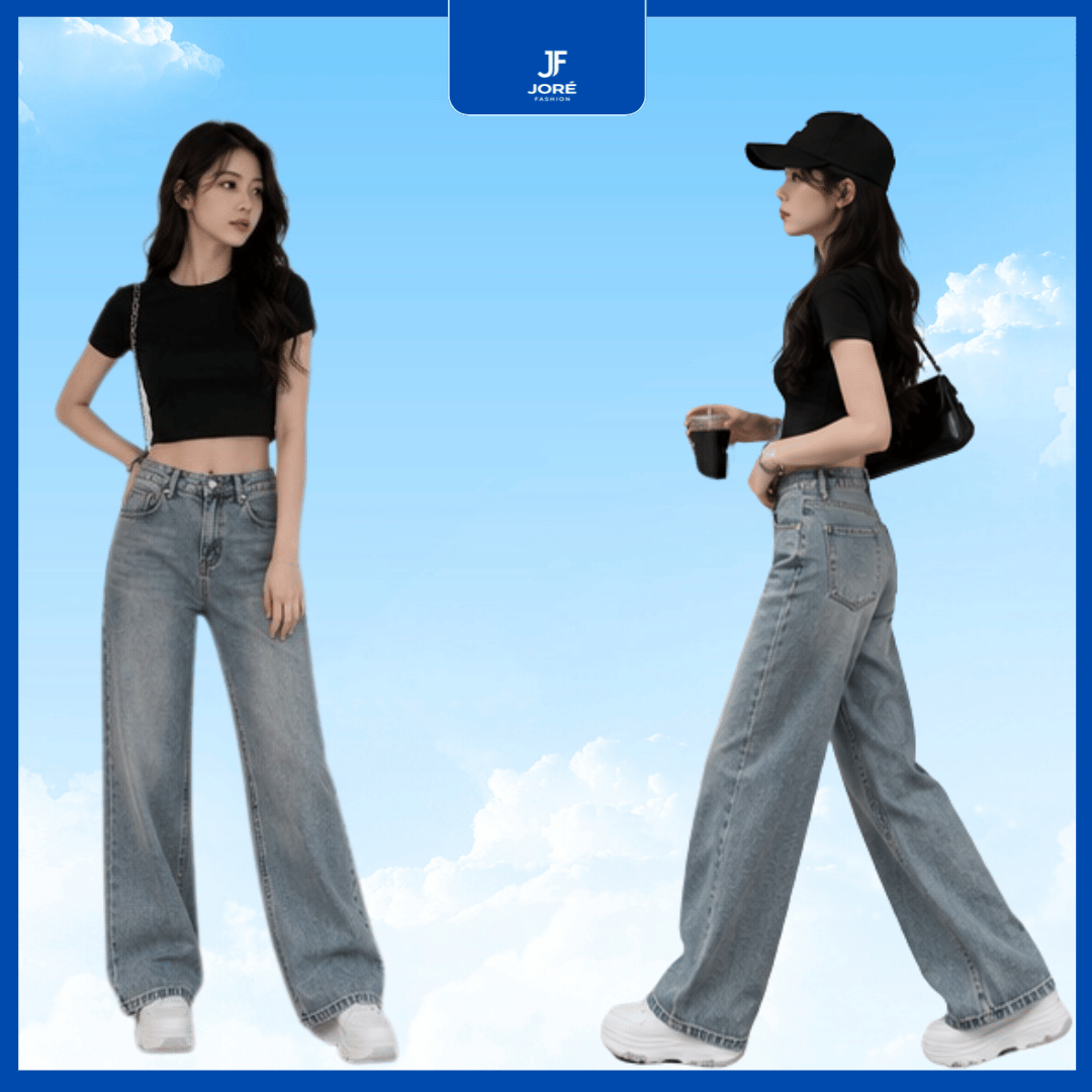 Quần Jean Nữ Ống Suông Cạp Cao - Ảnh 3