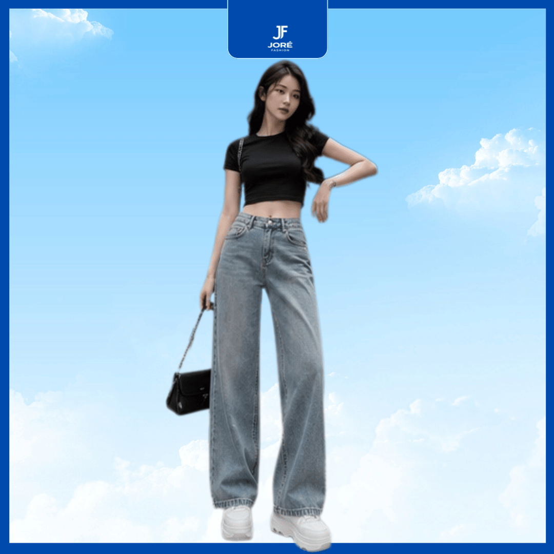 Quần Jean Nữ Ống Suông Cạp Cao - Ảnh 5